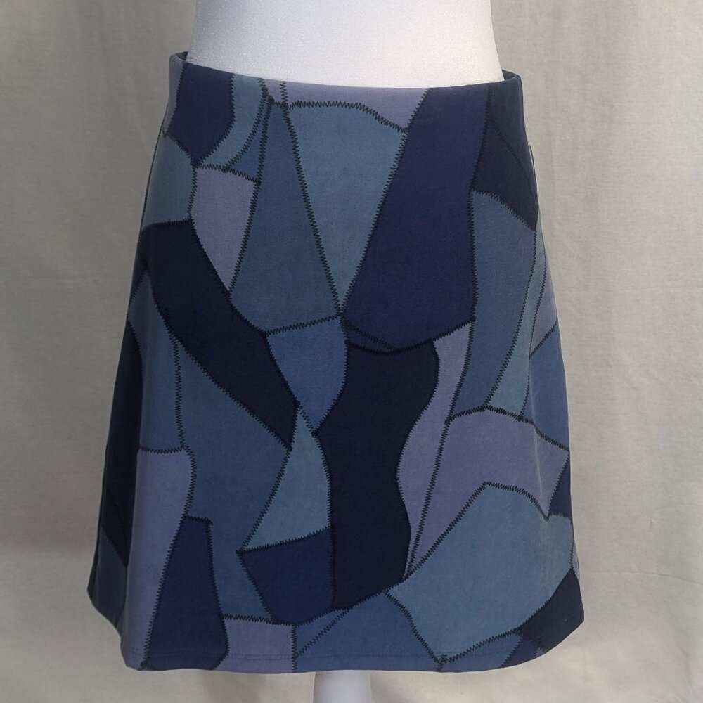 Aziz Size Medium Color Block Skirt Blues/Purple